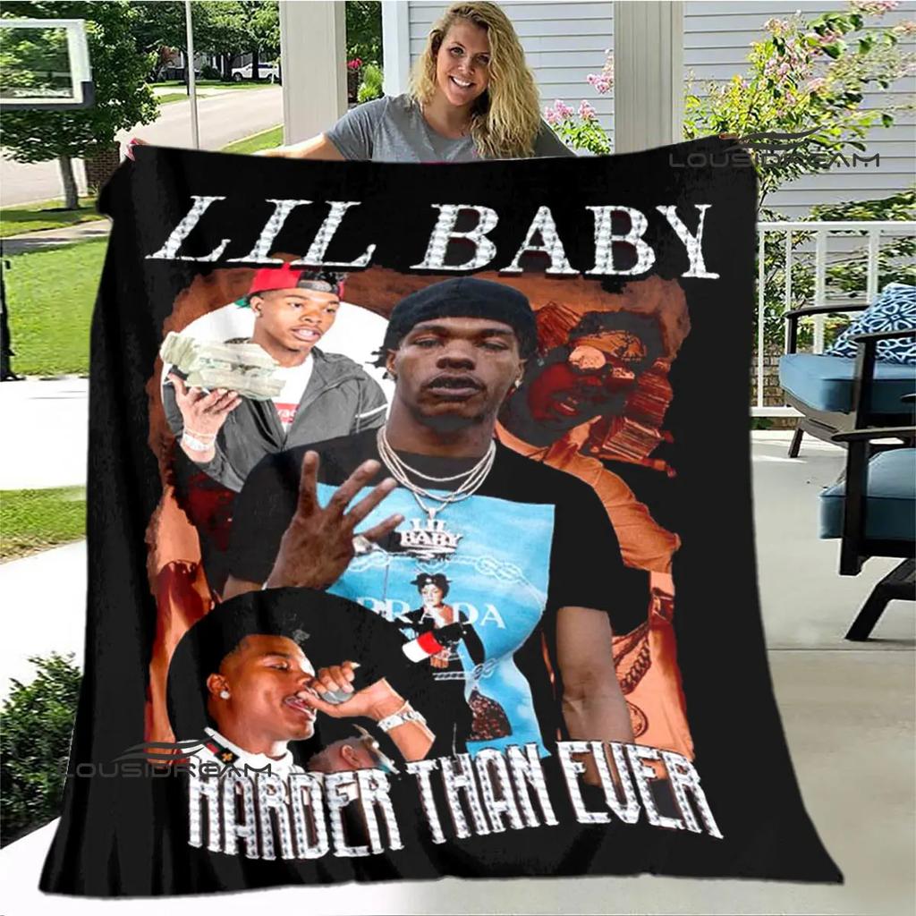 Hip -hop Singer Lil Baby Printing Blanket Children's Warm Blanket T Flange Blanket Home Travel Blanket Bed Linings Birthday Gift