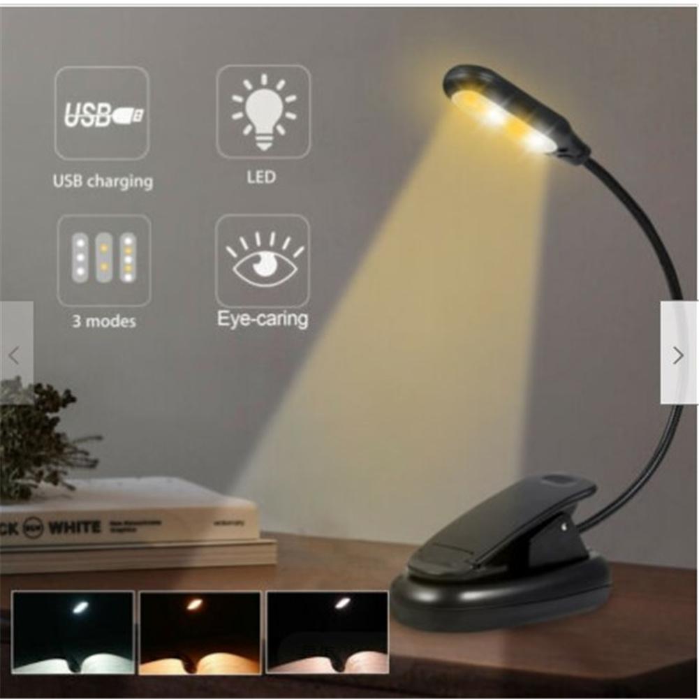 Dimmable Led Reading Light Usb Rechargeable Clip-on Desk Table Reading Book Lamp