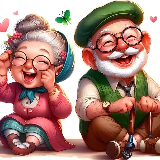 Sweet Couple Walking Life Diamond Painting New 2024 Happy Grandma Grandpa 5D DIY Mosaic Diamond Embroidery Cross Stitch Kits