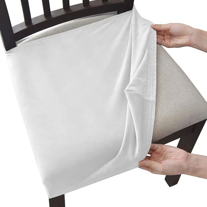 Velvet Chair Cover With No Backrest Anti-Dust Stretch Chair Covers For Dining Home Kitchen Office Upholstered Seat Slipcovers