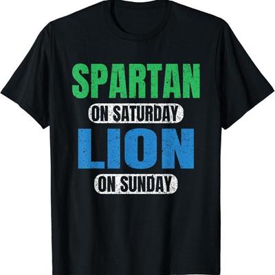 Spartan On Saturday Lion Sunday Motivation Funny Vintage T Shirt