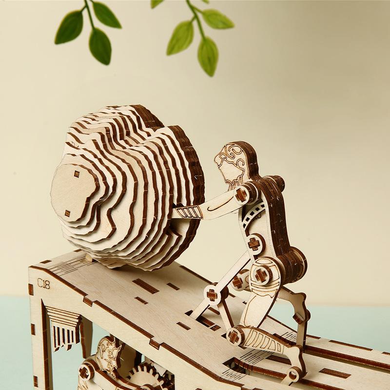 3D Wooden Puzzle Sisyphus Ancient Greek Mythological Stories Mechanical Gear Model Assembly Educational Toys Gift for Kids