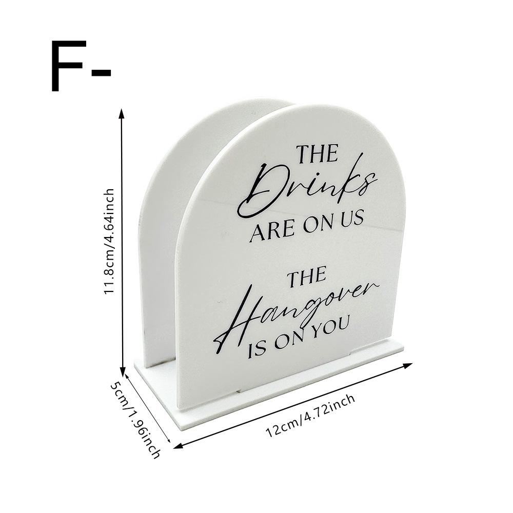 Half Circle Golden Mirror Acrylic Welcome Signs for Wedding Party Durable Waterproof Tabletop Napkin Storage Rack