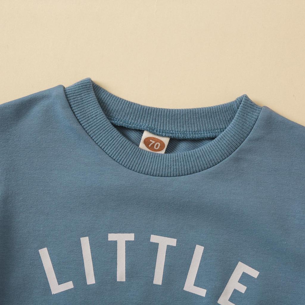 Toddler Letter Print Round Neck Top & Solid Color Long Pants Two-Piece Set, Multi-Color.