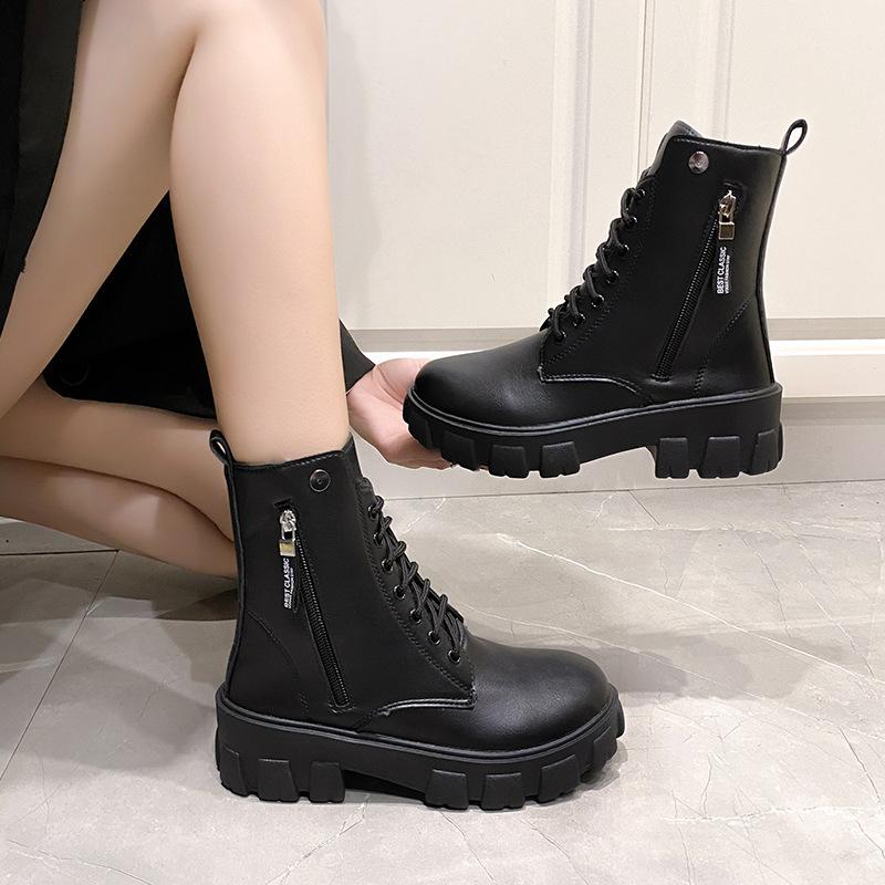 Martin boots women's shoes 2025 new Korean version trend autumn and winter high-top shoes women's boots low-heeled medium boots