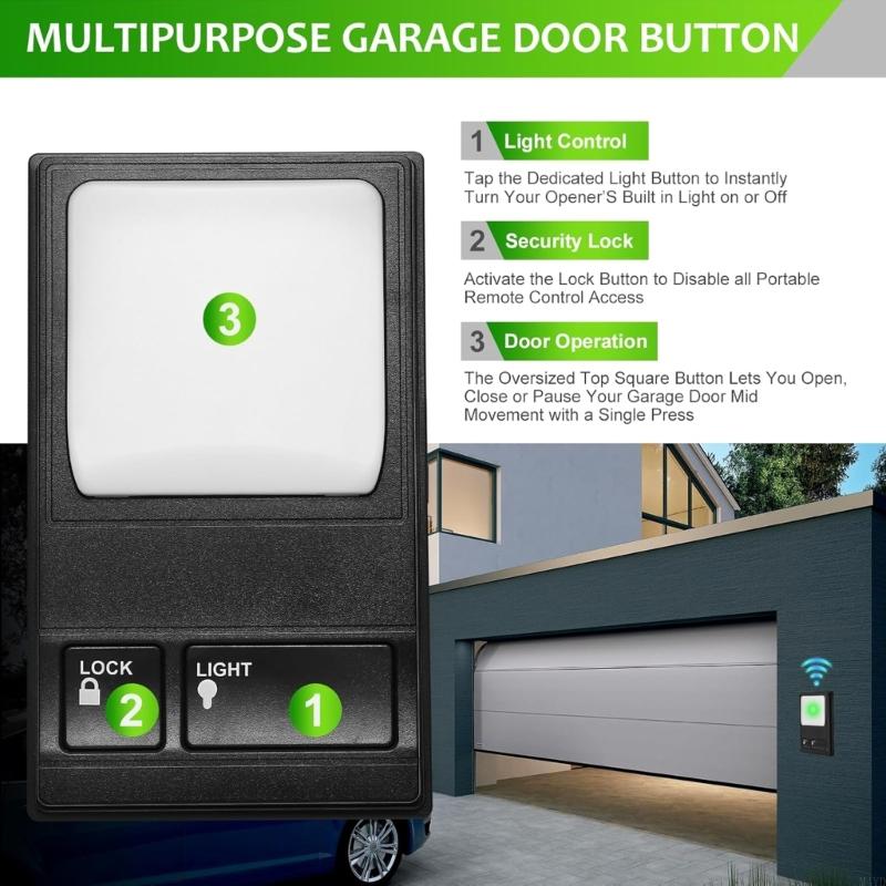 Universal Garage Door Control Panel with Light & Lock Functions Door Opener Switches Suitable for Devices Receivers M4YD