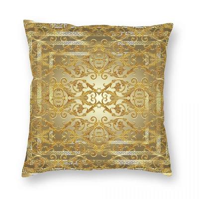 Griechisches Schlüsselmuster Goldener Barockstil Kissenbezug Beidseitiger Druck Kissenbezug Dekorative Kissenhülle Zuhause Quadratisch