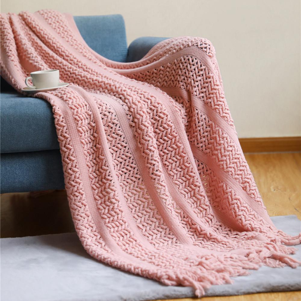 Scandinavian Cut-out Throw Blanket Knitted Sofa Cover Blanket B&B Hotel Bed Towel Bed End Matching Blanket Comfortable Couch Nap Blanket