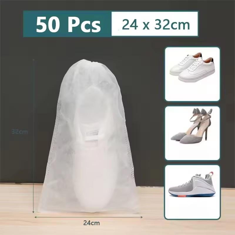50pcs Portable Non Woven Shoe Bag with Drawstring Shoe Bag Travel Travel Pouch Shoe Bags Dustproof Anti-yellow Storage Package 2090₽