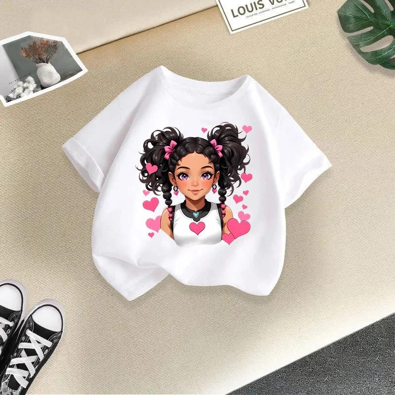 New Children Cute Girl Cartoon Printed T-shirt Girls Short Sleeve New Fashion Summer Children's Wear Creative Clothing
