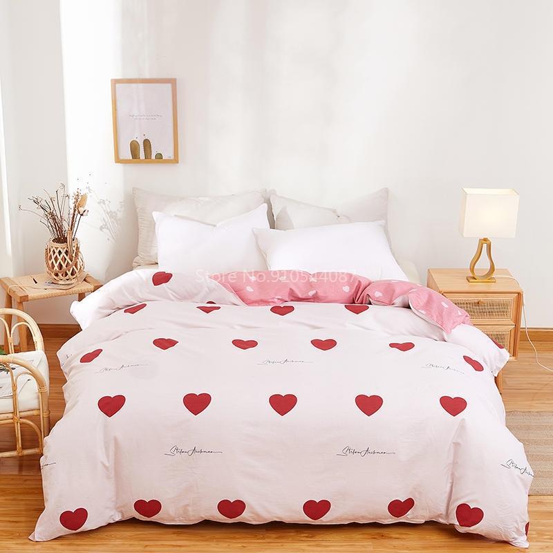 Love Pattern Cotton Duvet Cover Spring Autumn Quilt Cover Single Double Twin Full Queen King Comforter Blanket Case Textile 1pc