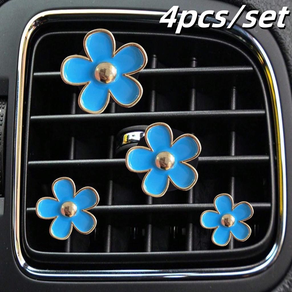 4pcs/set Car Air Freshener Perfume Clips Cute Flower Shaped Outlet Vent Clip for Car Interior Decoration Aromatherapy Supplies