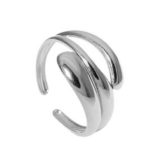 

Women Finger Ring Minimalist V-Shaped Geometric Shape Adjustable Fit Open Ring Stainless Steel Texture Stacking Thin Ring Jewelry Gift серебряный