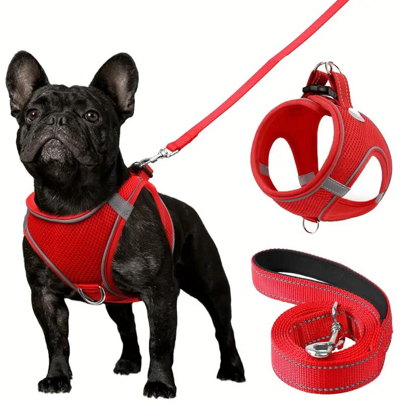 Ultimate Comfort Reflective Step-In Dog Harness and Leash Set - Soft Padded Breathable Mesh Vest with Adjustable Nylon Leash for