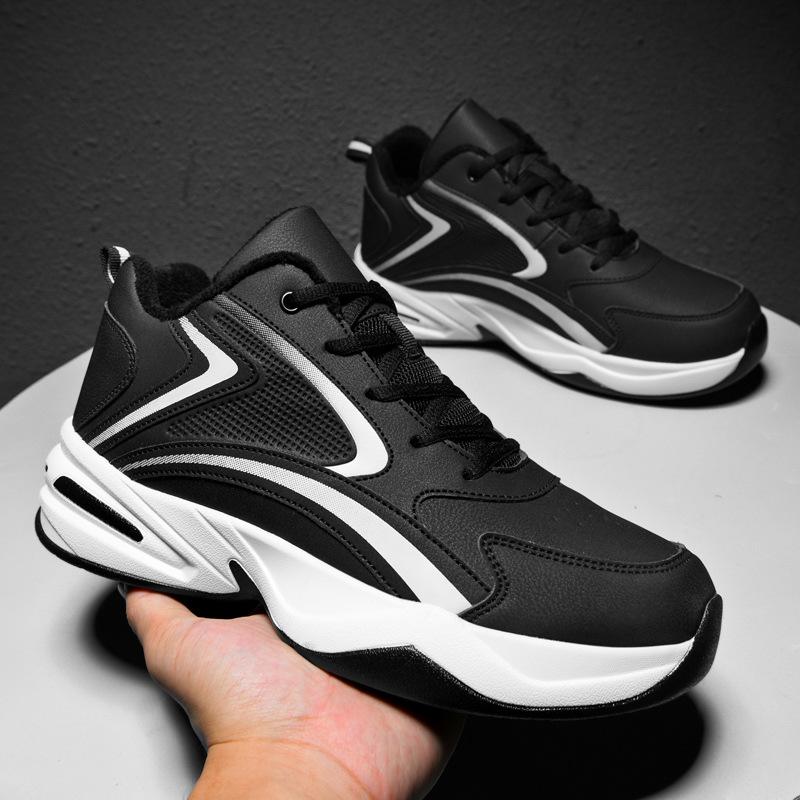 New autumn and winter sports shoes men's summer waterproof leather surface running casual student travel shoes men's shoes velvet large size
