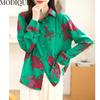 MODIQUE Frühling Sommer Übergröße Damen Casual Loose Elegant Süß Baumwolle Blumendruck Bluse Shirts Lady Fashion Übergröße Langarm Mäntel