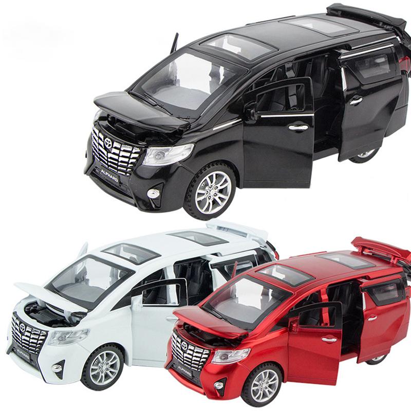 1:Model auta ze slitiny Toyota Alphard v měřítku 32, světelné a zvukové efekty tlakově lité autíčka pro chlapce Dárek k narozeninám Dětské hračky Kolekce aut