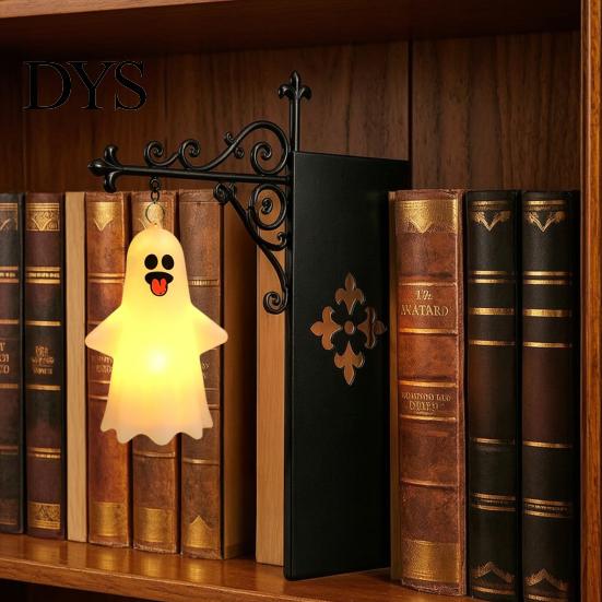 Gothic Home Decor Accent Halloween Bookshelf Light, Vintage Metal Decorative Shelf Lamp, Battery Powered Classic Interior Design Accents Warm