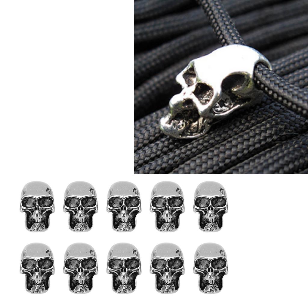 10pcs Skull Head Charm Alloy DIY Making Skeleton Skull Pendants for Paracord KeychainDouble Hole