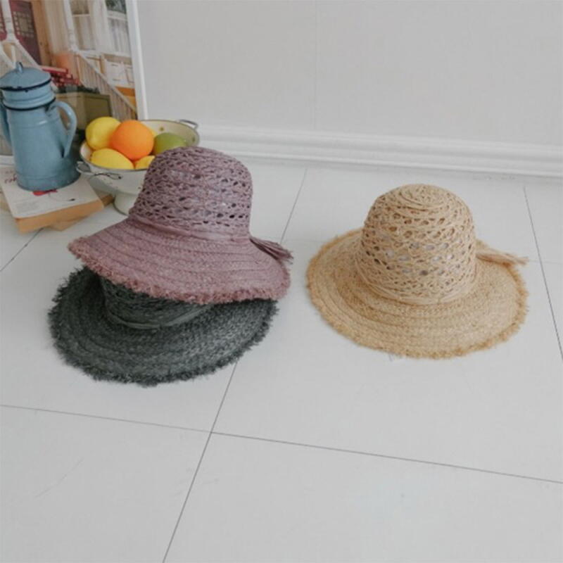 

Женская летняя шляпа-ведро для путешествий с кисточками и перфорацией C8260_Beige