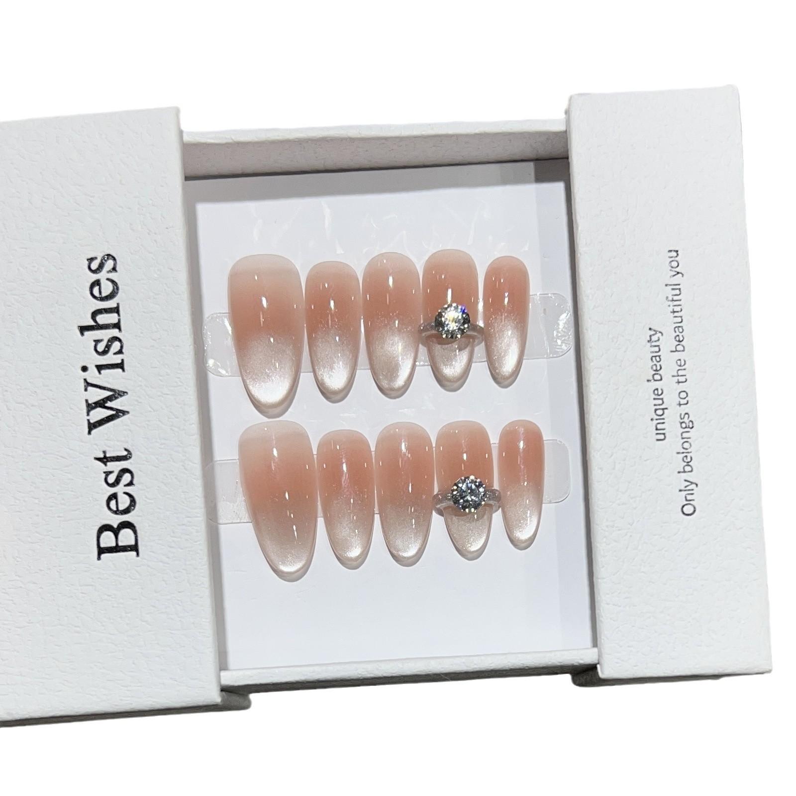 

Wearing Armor Handmade Daily Short Light Bulb Blush French Cat Eye One Carat Diamond Removable Armor M M