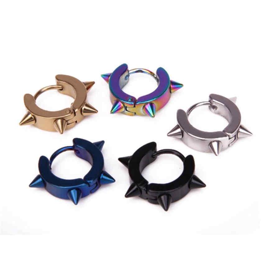 1 пара панк серьги-гвоздики с заклепками, серьги-кольца с шипами, серьги-пирсинг в виде круга, для женщин и мужчин, крутые серьги-гвоздики серебряный