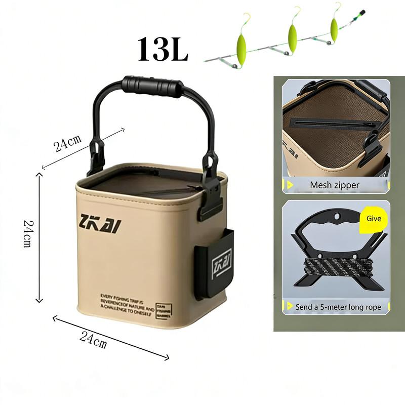 8L/13L Multifunction Folding Fishing Bucket With Ergonomic Handle Bucket Waterproof Outdoor Camping Bucket Fishing Accessories