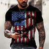 Mode Amerikanische Flagge männer Übergroße 3DT-Shirt Sommer Oansatz Kurzarm Sport Fitness Shirt Lose Atmungsaktive Streetwear Top
