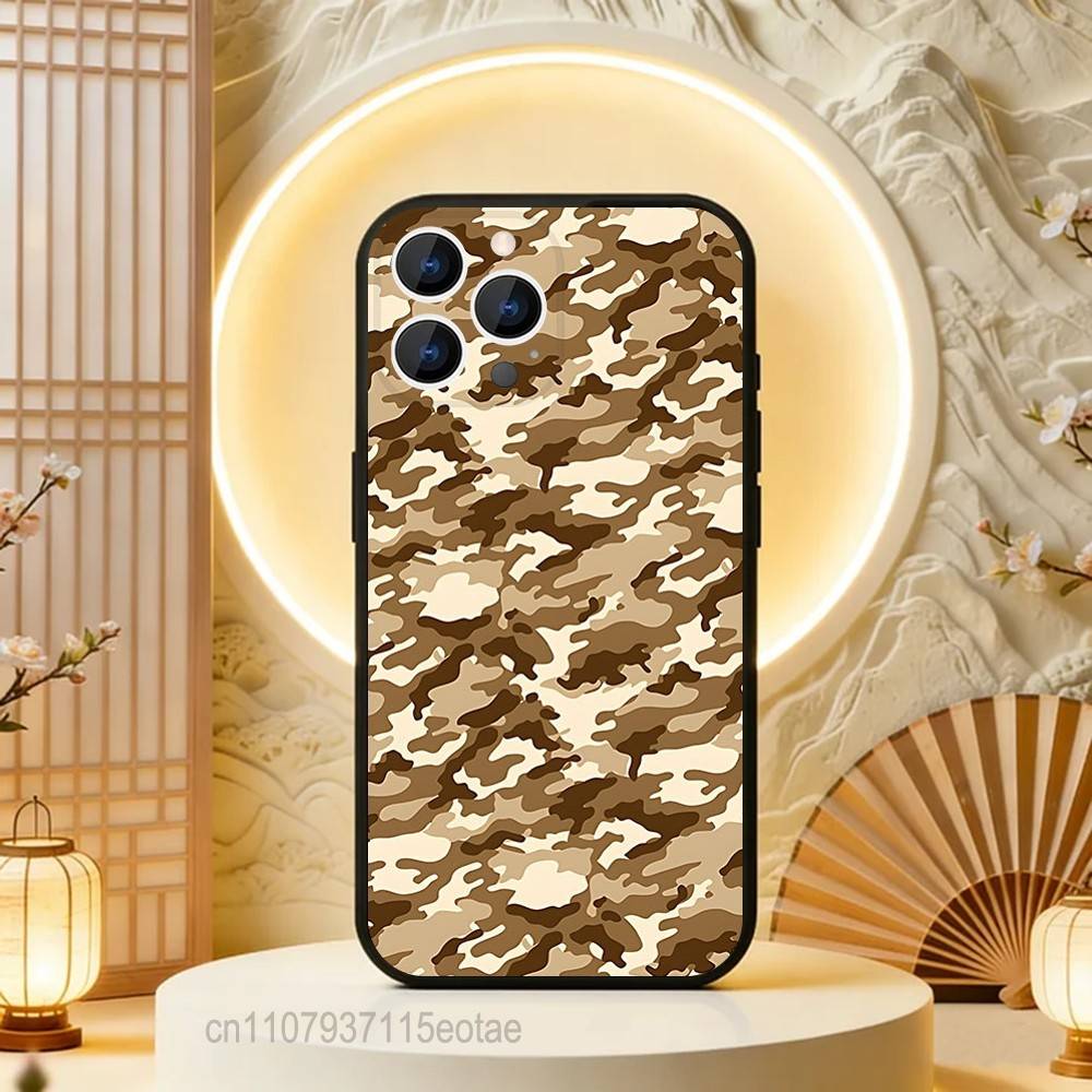 Camouflage Camo Military Cool Phone Case For iPhone 17,16,15,14,13,12,11,Pro,Max,Plus,E,Air,Mini Black Shockproof Funda Cover
