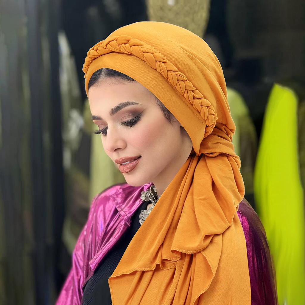 Jednokolorowe muzułmańskie hidżaby Damska chusta na głowę Turban Kapelusz Warkoczowy design Nakrycie głowy Modny dodatek Damska opaska na włosy Czapka