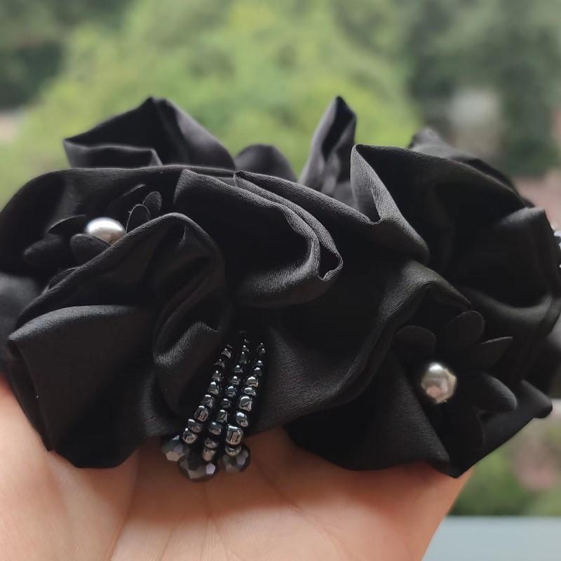 

Резинка для волос из атласа с кристаллами, Страз, Большая кишка, Эластичная, Резинка, Головной убор, Эластичные резинки для волос, Аксессуары