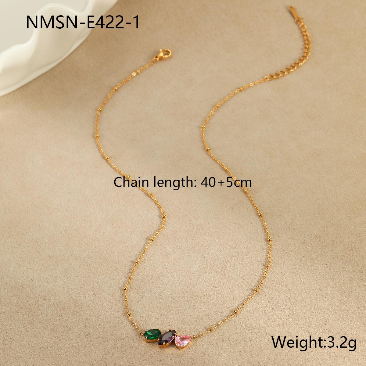 GEMCHIC Women s Stainless Steel 18K Gold-Plated Drop Pear-Shaped Cubic Zirconia Necklace Fashion Tassel Pendant Chain