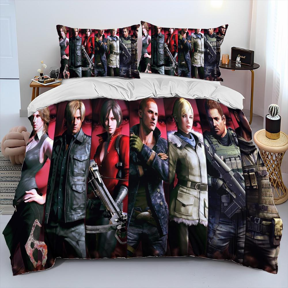 

3D R-Resident Evil Games Gamer Comforter Постельное белье, пододеяльник, наволочка, комплект постельного белья размера «king-size» для детей EU Twin 135x200cm