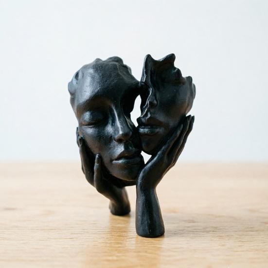 Estatua de Arte Facial para Mujer Figura Abstracta Pensadora Decoración de Mesa Escultura Facial Abstracta para Hogar Oficina Habitación Escritorio Soporte de TV Mesa de Café Decoración
