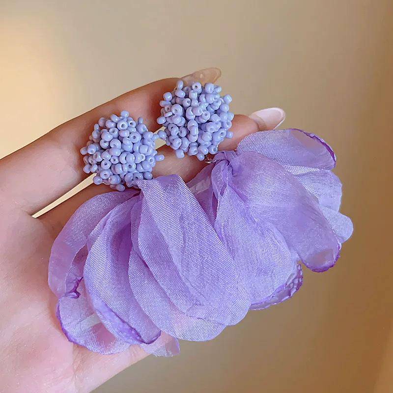 

2025 Высококлассные серьги-гвоздики из цветочной сетки в стиле легкой роскоши для женщин - Летние приморские гвоздики