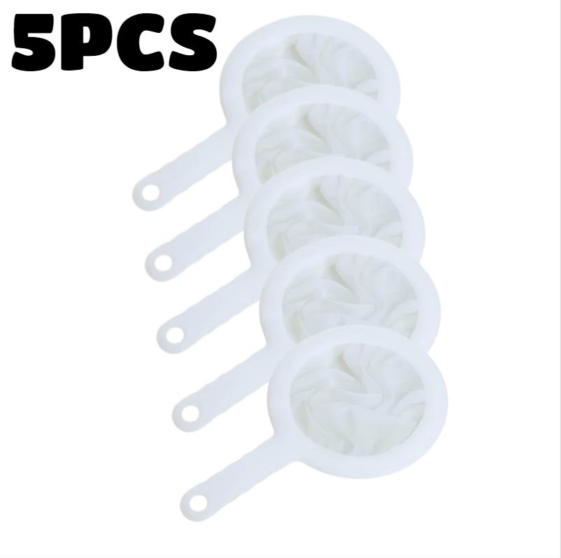 5pcs Soy Milk Wine Filter Bag Nylon Ultra-fine Filter Mesh Sieve for Soy Juice Coffee Milk Food Strainer Spoon Kitchen Colanders