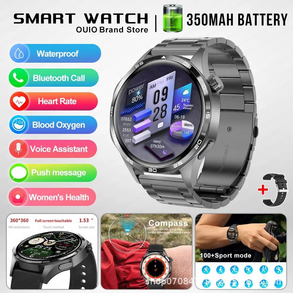 GPS NFC Smart Watch Men 360*360 AMOLED Screen Heart Rate Bluetooth Call IP67 Waterproof Man Smartwatch 2024