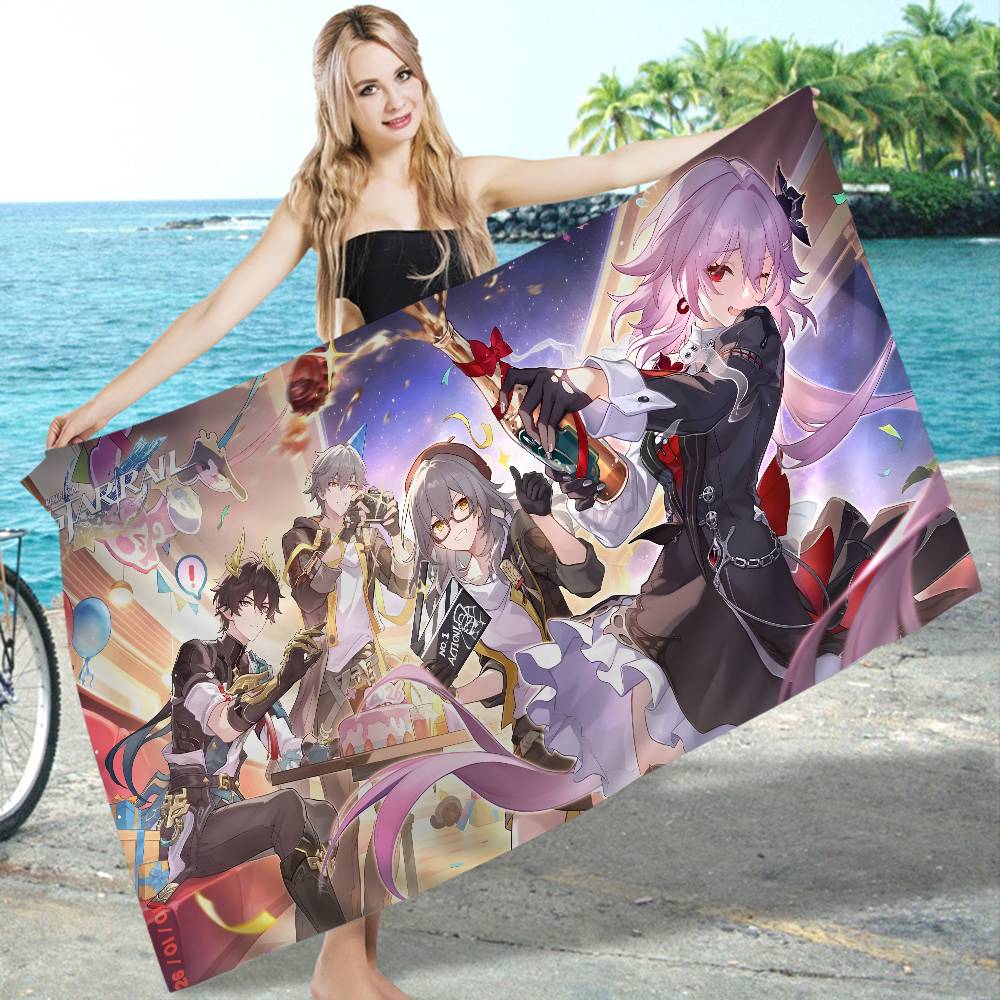 Honkai Star Rail Anmie Beach Towel Colorful Bath Towels For Girl Microfiber Quick Dry Custom Sand Free Beach Yoga Spa Gym Pool