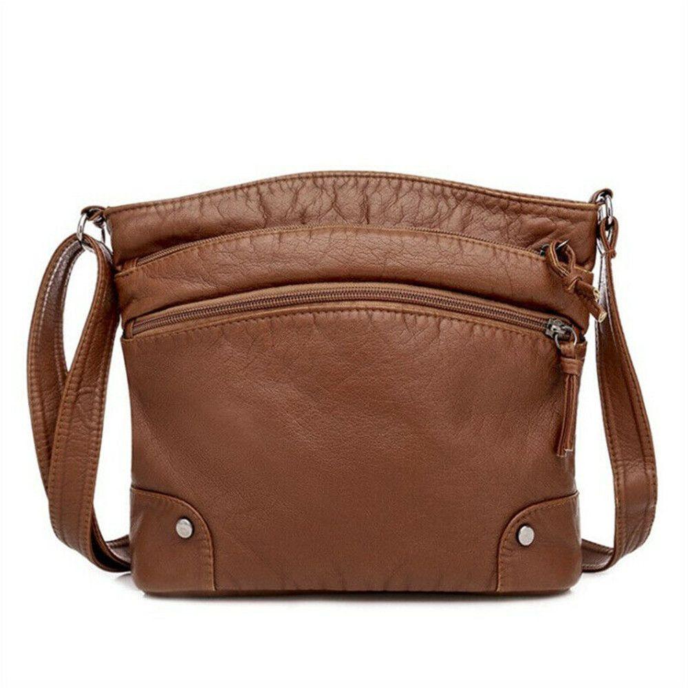 Vintage PU Leather Crossbody Bag Women Designer Black Messenger Bags Female Casual Handbags Portable Small Travel Purses