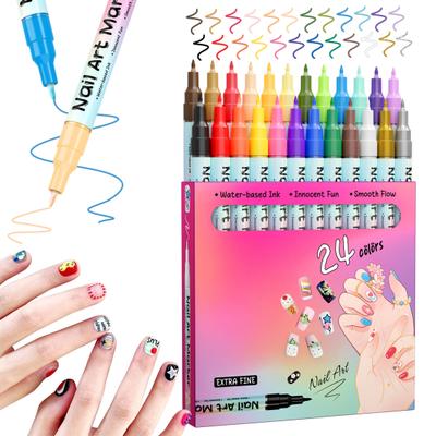12/24 Colors Nail Art Pen Set Quick Dry Graffiti Nail Art Markers Fine Tip Waterproof Polish Pens Drawing Painting Liner Brush for DIY Nail Art