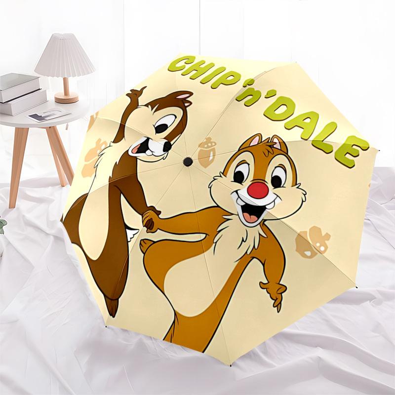 Chip 'n' Dale, Squirrels Themed Automatic Opening and Closing Umbrella, Brightly Colored 8-rib Portable Umbrella, Suitable for Men and Women, A Perfec