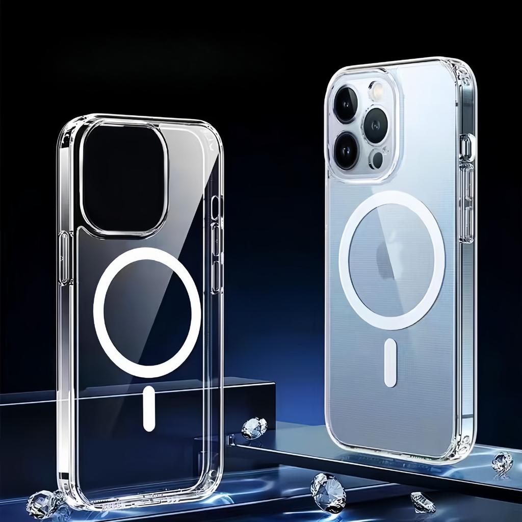 Applicable To Apple 13Pro Protective Case 15magsafe Magnetic 14 Hard Shell IPhone 16 Mobile Phone Case Transparent