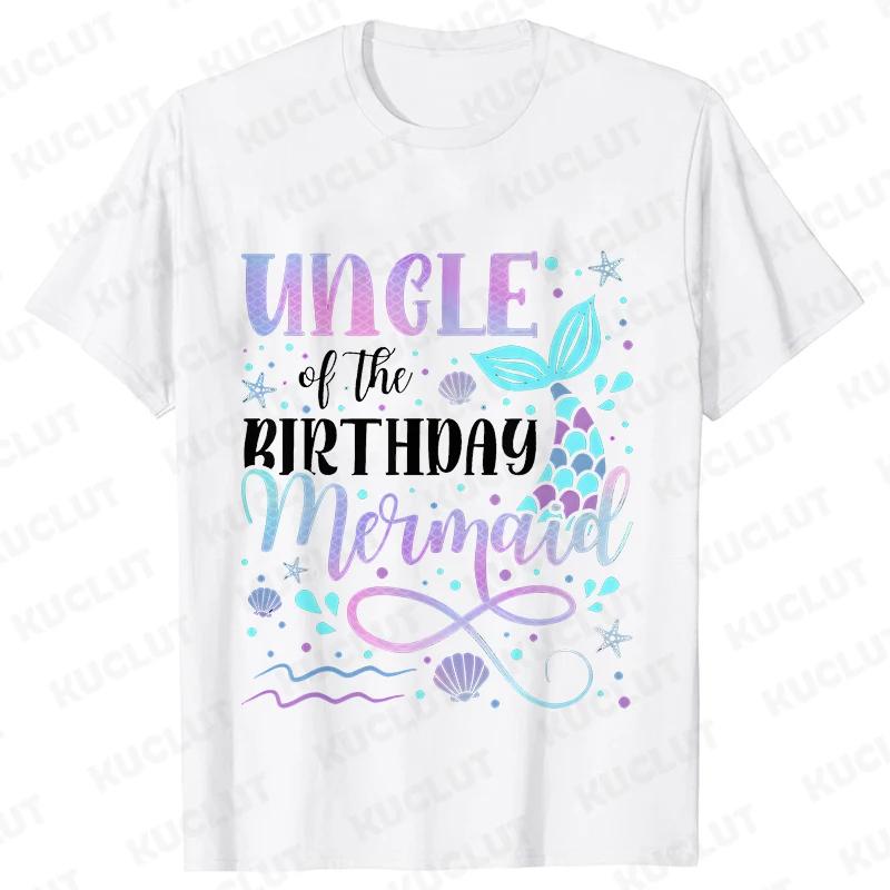 Mermaid Birthday Princess Girl Party T-shirt Family Group Matching Siblings Tees Fashion Vintage Unisex Tops Oversized Clothing