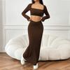 Amazon Cross-border Women's Clothing 2026 Spring and Summer New Simple and Elegant Fashion Suit Short Top Long Skirt Two-piece Set