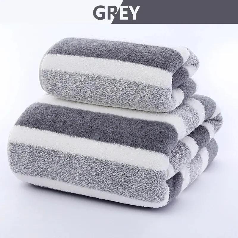 Soft Towel Absorbent Striped Pattern Towel Set Soft Hand Towel Bath Towel Quick Drying Absorbent Towels For Bathroom