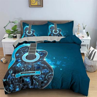 Set Letto Musicale Chitarra King Queen Heavy Metal Punk Rock Copripiumino per Ragazzo Adolescente Nota Musicale 2/3 Pezzi Copripiumino in Poliestere