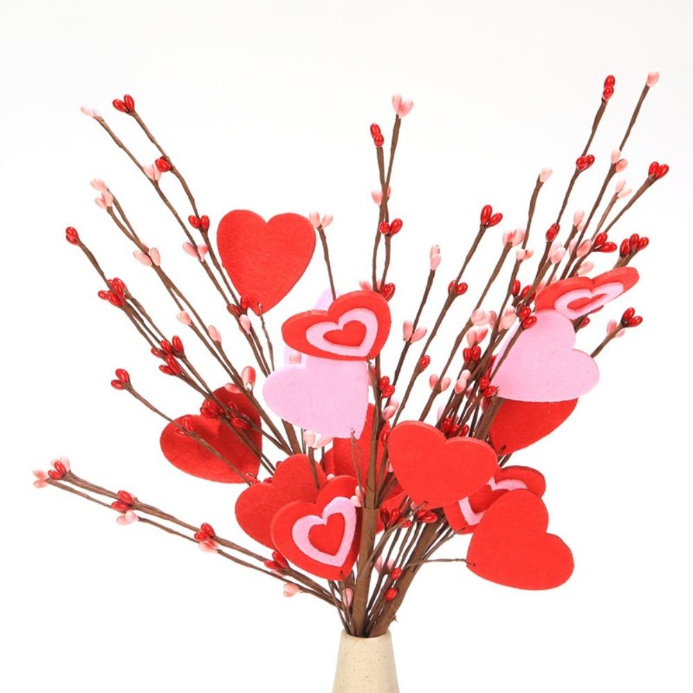 3pcs Festival Artificial Heart Berry Branches Romantic Artificial Flower  Party Favor