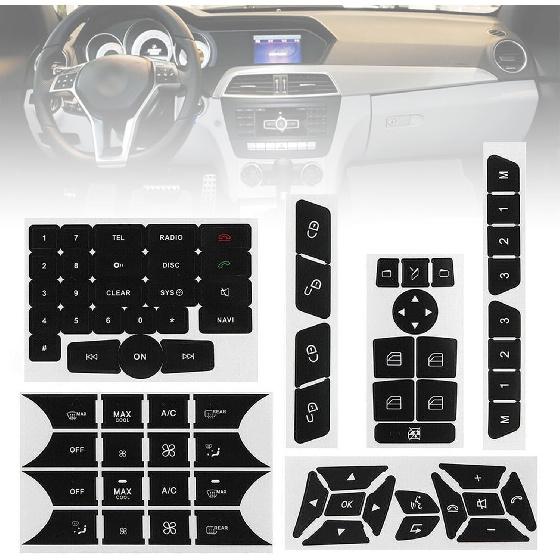 Car Interior Stickers Button Decal Compatible with Mercedes Benz GLK350 C Class CLS C218 SLK W172 W204 W212 W218 W207 Steering Wheel A/C Air