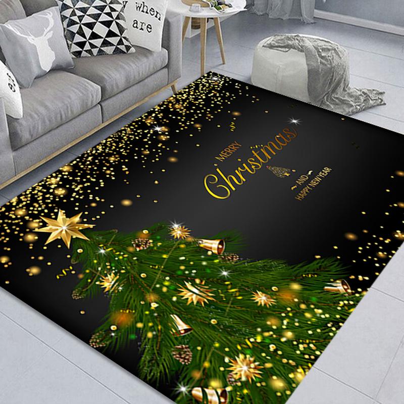 Christmas Print Decorative Floor Mat Living Room Bedroom Sofa Bedside Blanket  Year Corridor Floor Antifouling Door Mat