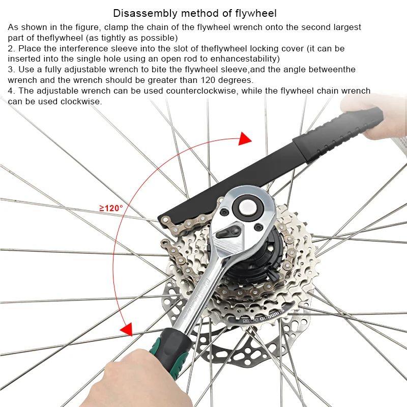 Kit de Ferramenta de Remoção de Roda Livre de Bicicleta Ferramenta Soquete de Roda Livre de Bicicleta Aço de Alta Resistência Corrente Chicote Cassete Removedor de Roda Dentada MTB